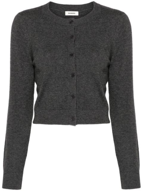 SANDRO logo-plaque cropped cardigan Women