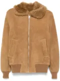 SANDRO suede bomber jacket - Brown