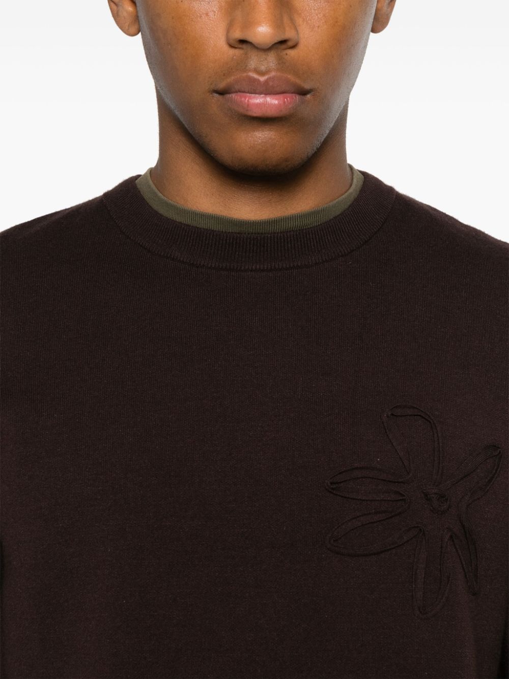 Shop Sandro Floral-appliqué Sweater In Braun