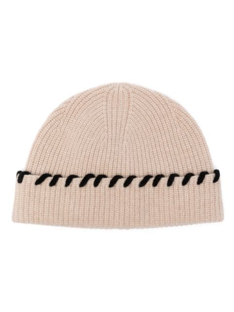 whipstitch-detailed beanie