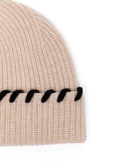 whipstitch-detailed beanie