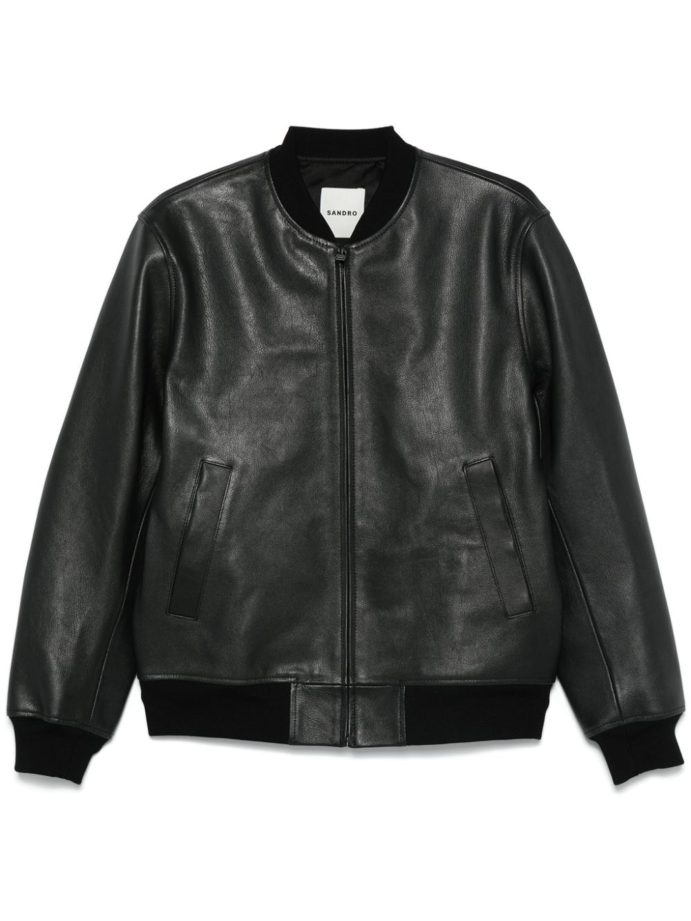 SANDRO leather bomber jacket – Black