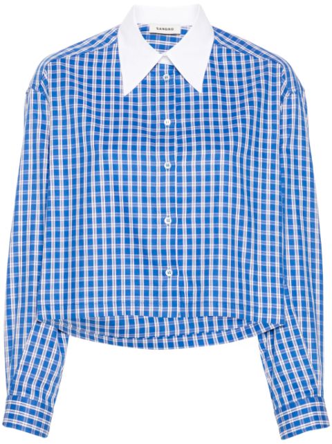 SANDRO Checkmate cropped shirt Women