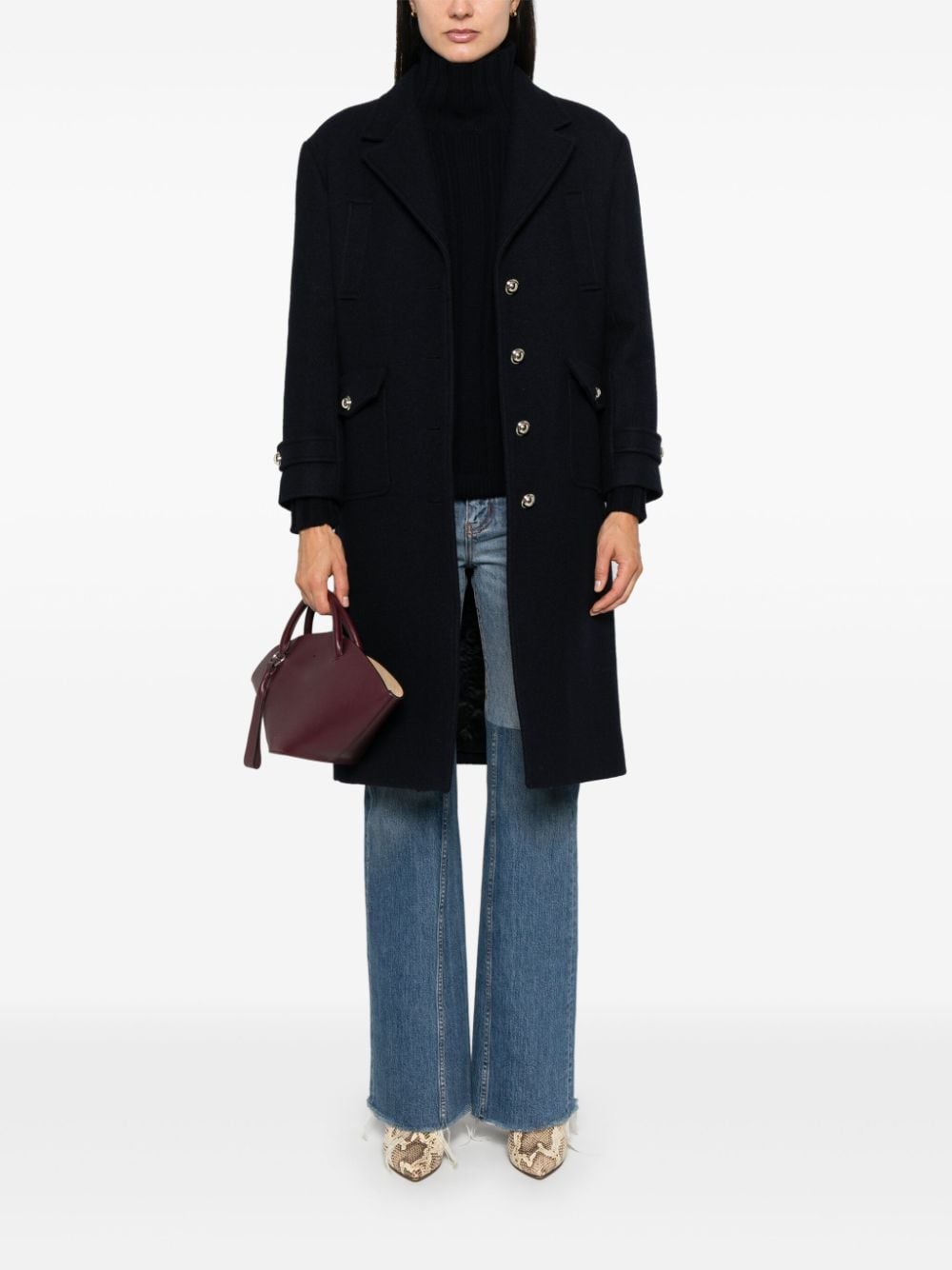 Shop Sandro Single-breasted Coat In Blau