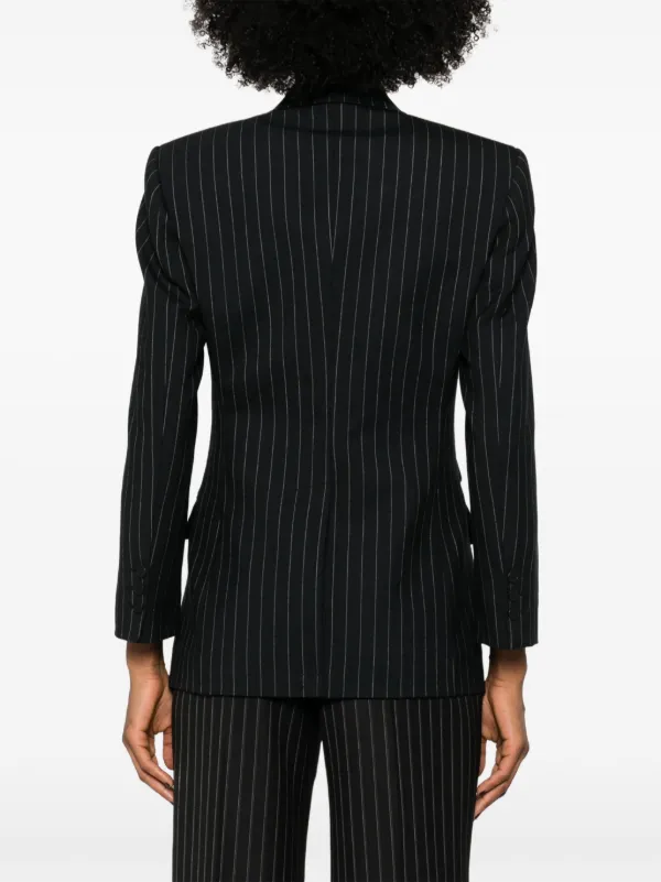 SANDRO Pinstriped double-breasted Blazer | Black | FARFETCH