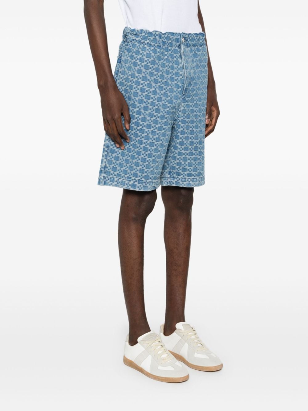 Shop Sandro Logo-jacquard Denim Shorts In Blue