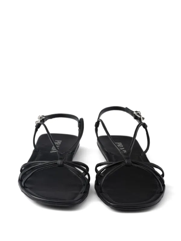 Prada Flat Leather Sandals Black FARFETCH CA