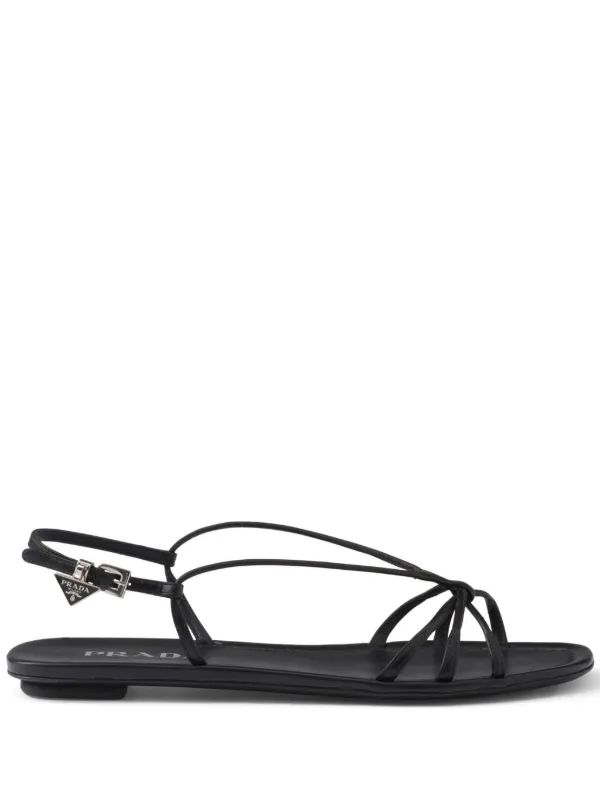 Prada Flat Leather Sandals Black FARFETCH AU