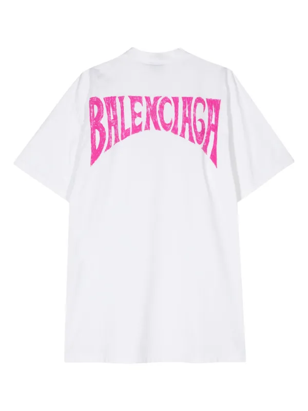 Balenciaga logo print cotton T shirt dress women Cotton 1 White