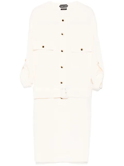 TOM FORD textured belted mini shirt dress