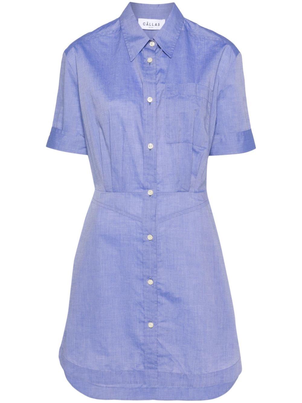 Shop Callas Milano Satie Chambray Shirt Dress In Blue