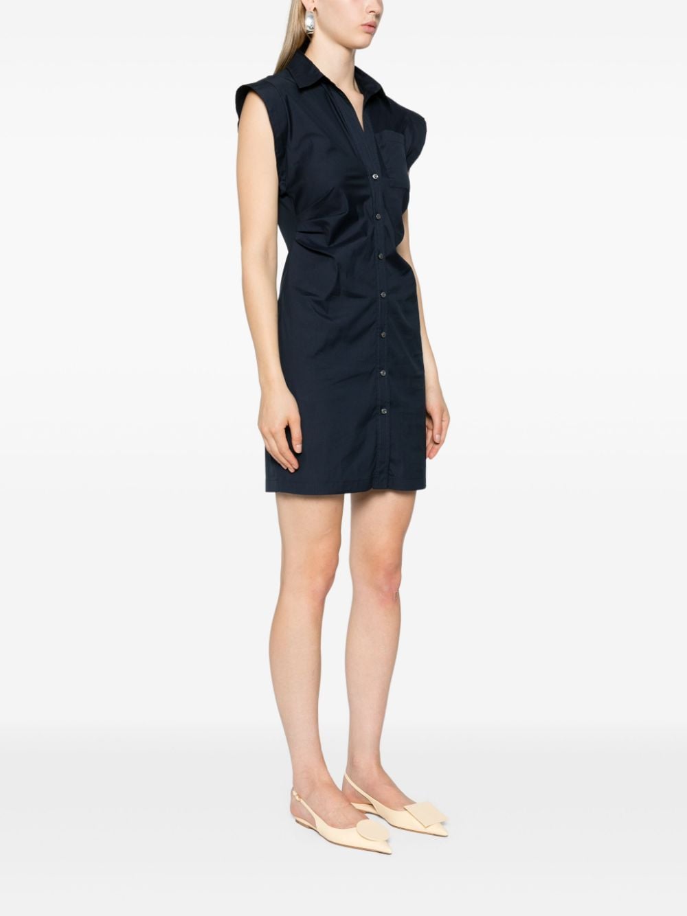 Shop Callas Milano Robbie Ruched Shirtdress In Blue