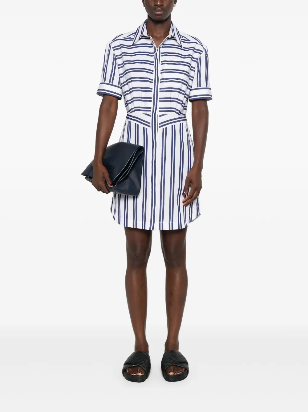 Câllas Milano Candide gestreepte blousejurk - Wit
