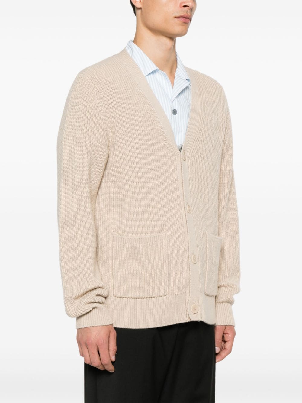 Shop Sandro Knitted Cardigan In Neutrals