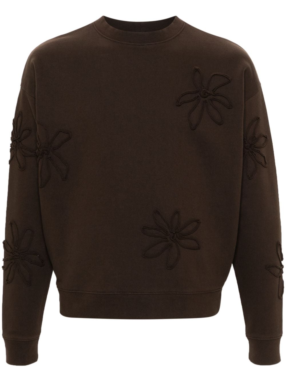 Shop Sandro Floral-appliqué Sweatshirt In Brown