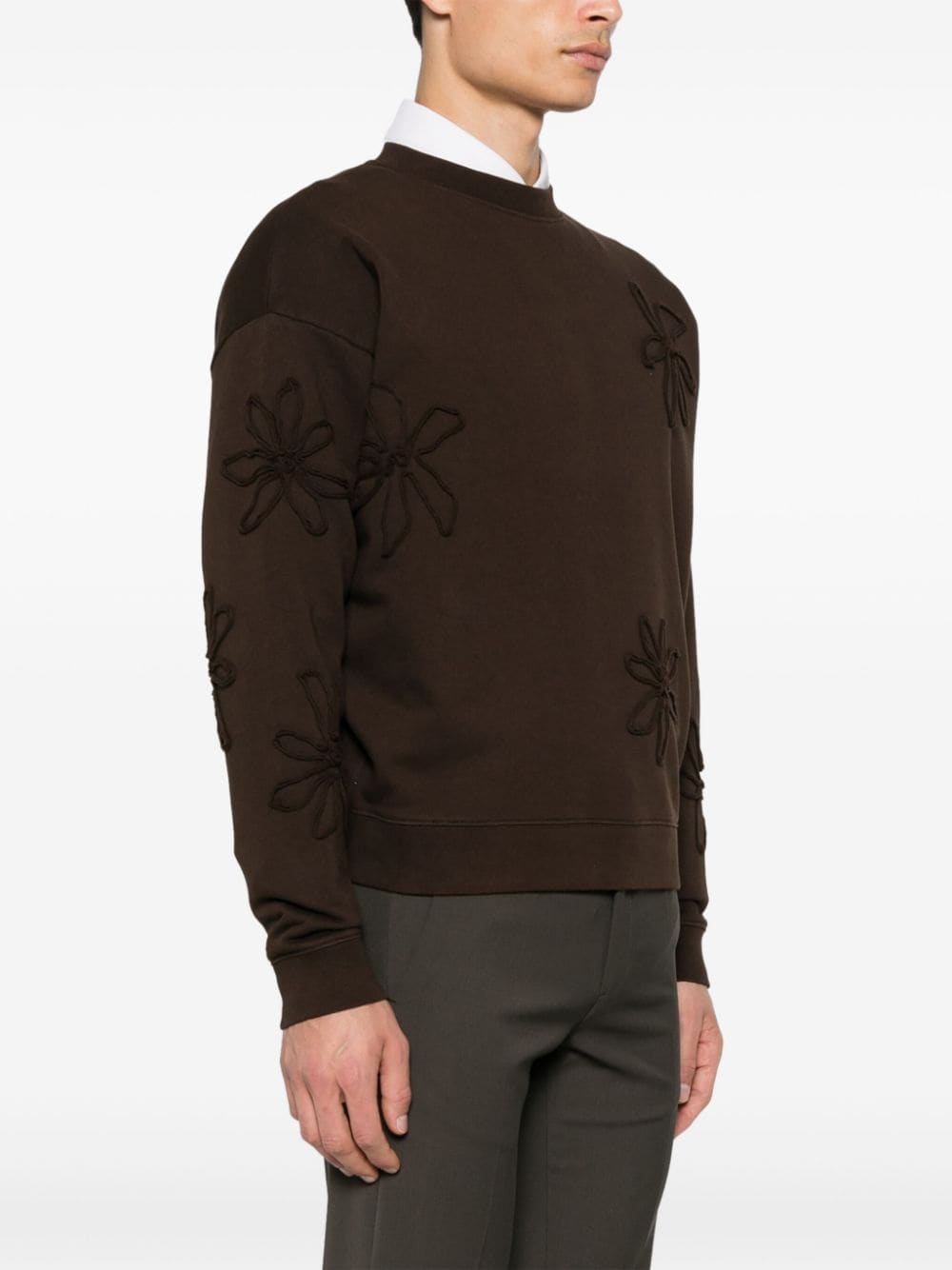 Shop Sandro Floral-appliqué Sweatshirt In Brown