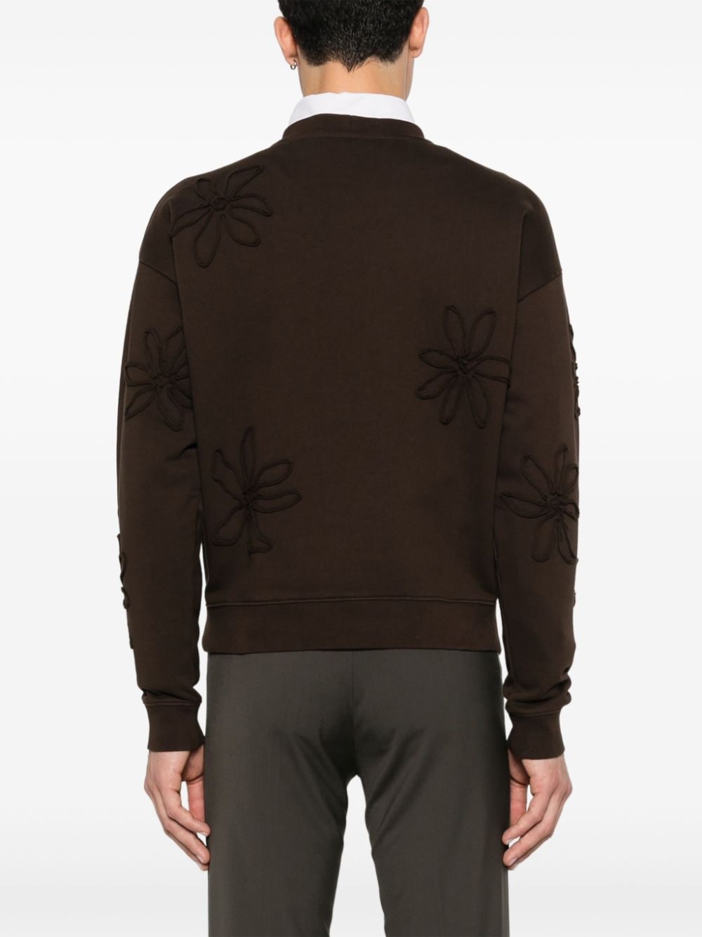 Shop Sandro Floral-appliqué Sweatshirt In Brown