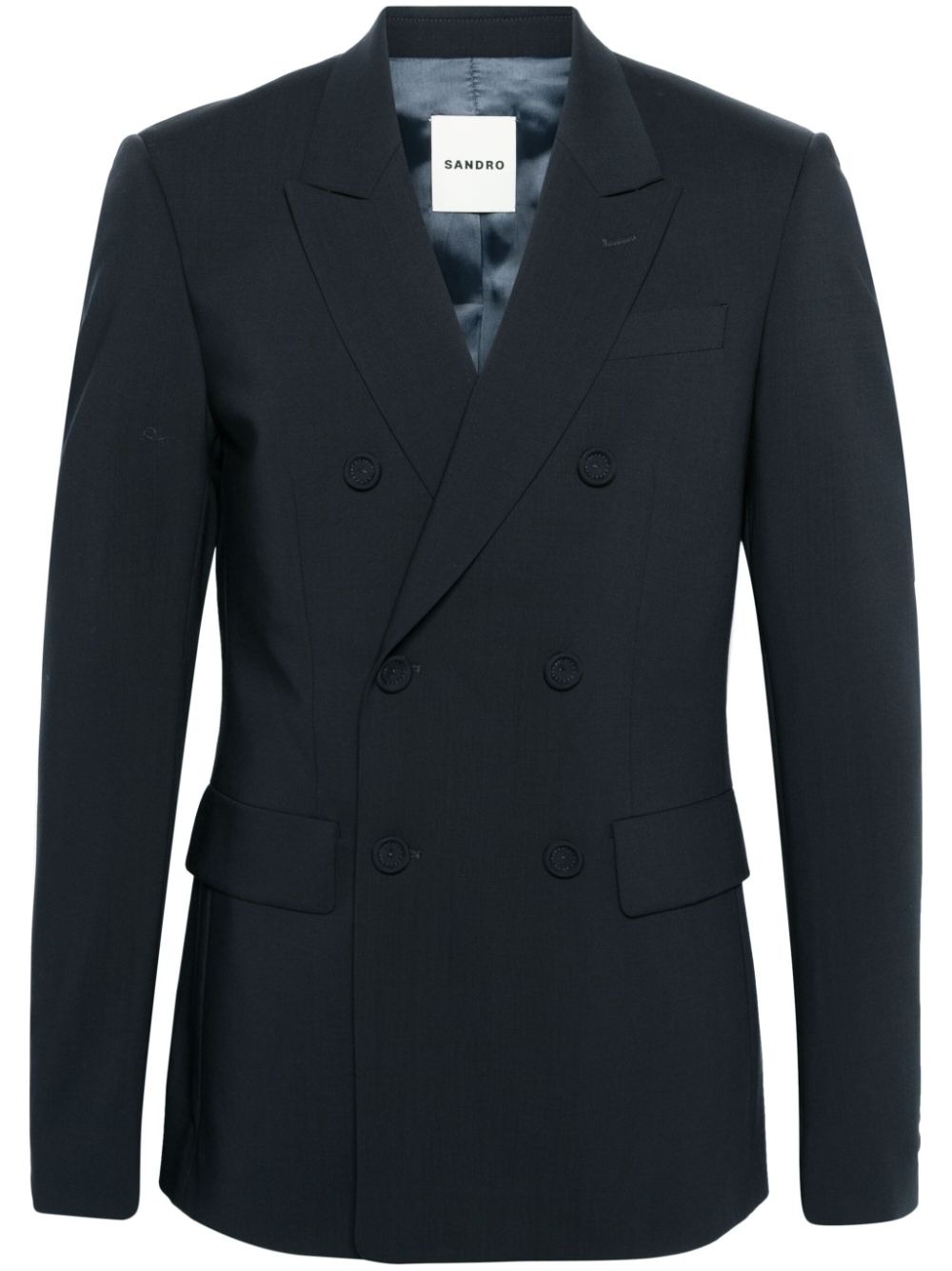 Sandro Peak-lapels Double-breasted Blazer In Blue