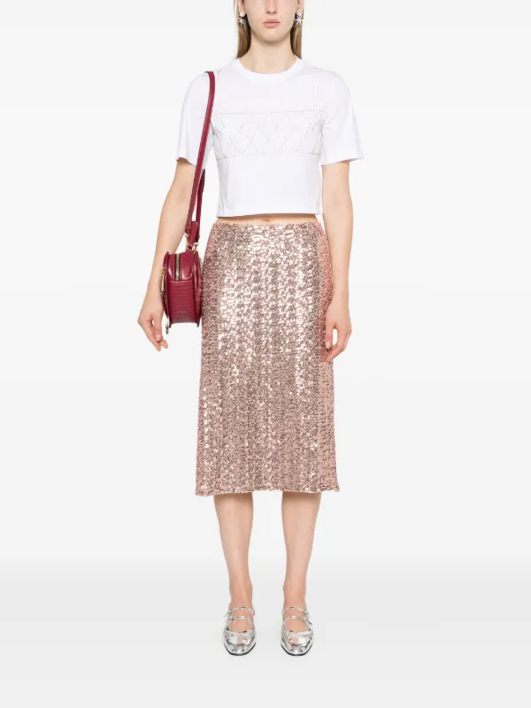SANDRO Diamond rhinestone-detailed T-shirt | White | FARFETCH