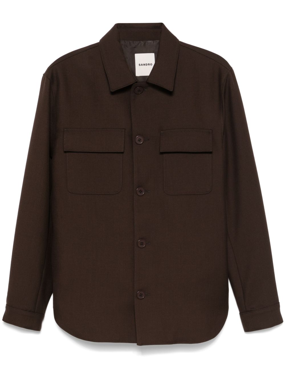 SANDRO virgin-wool shirt jacket - Brown