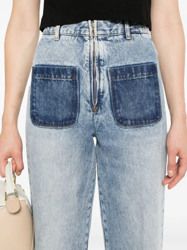 【大人気】sandro ハイウエスト ストレート ジーンズ デニム SANDRO ハイライズ ストレートジーンズ | ブルー | FARFETCH JP