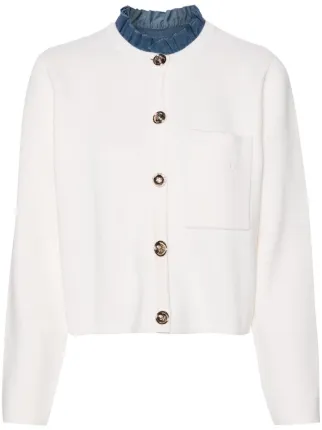 sandro カーディガン　新品未使用 SANDRO】ラッフルカラー ニットカーディガン (sandro