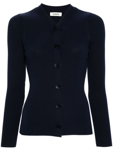 SANDRO V-neck ribbed cardigan Women