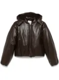 SANDRO leather puffer jacket - Brown