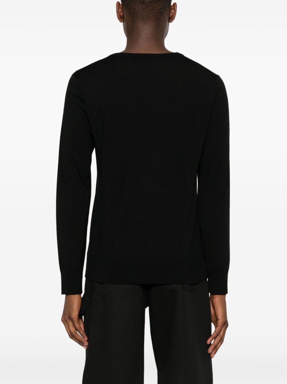 Shop Sandro Crew-neck Fine-knit Jumper In Black