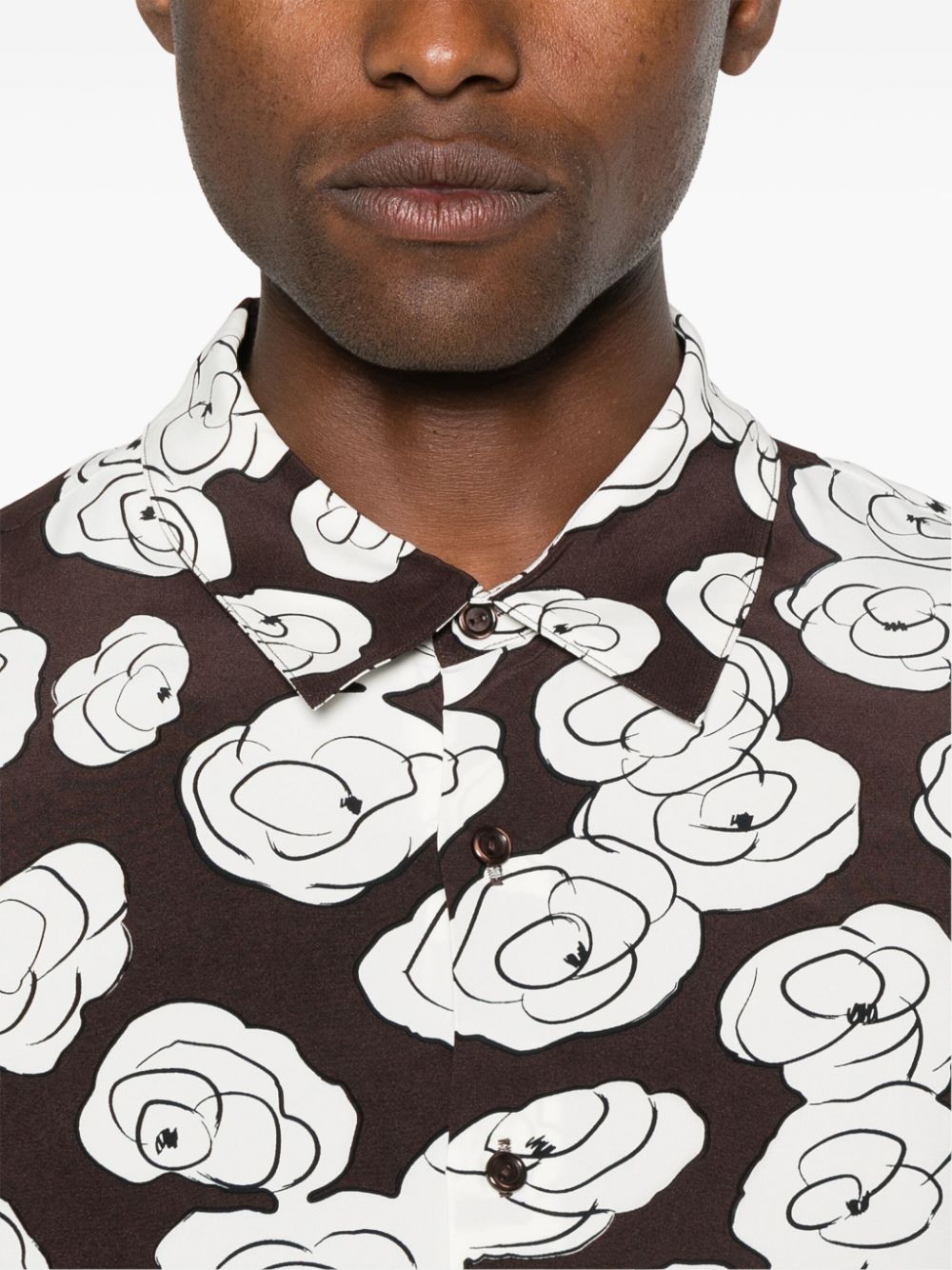 Shop Sandro Floral-print Shirt In Brown