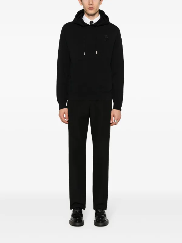 SANDRO embroidered-logo hoodie black hot