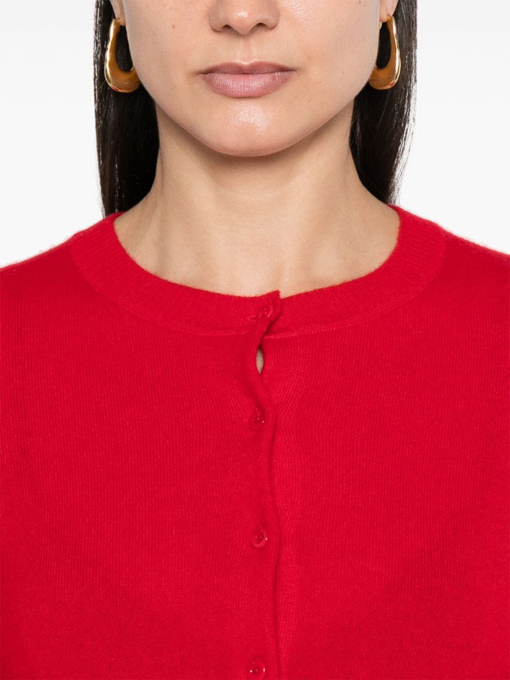 Shop Sandro Ruffle-detail Button-up Cardigan In Red