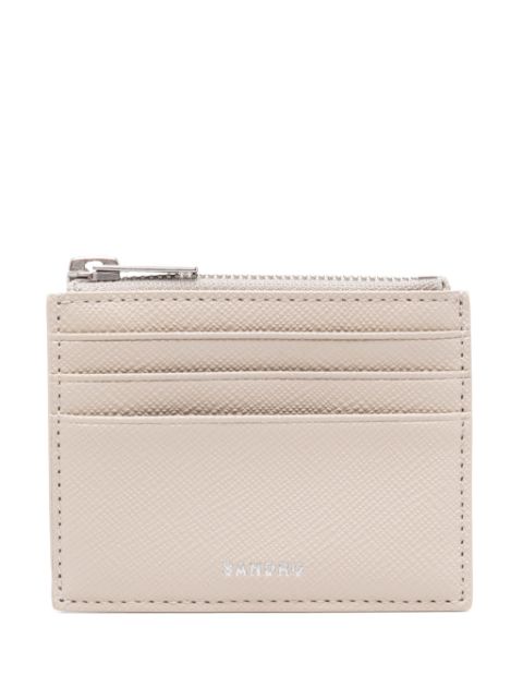 SANDRO embossed-logo leather card holder Men