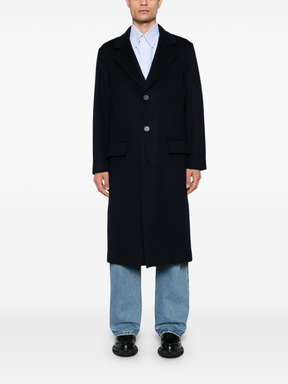 Shop Sandro Single-breasted Coat In Blue