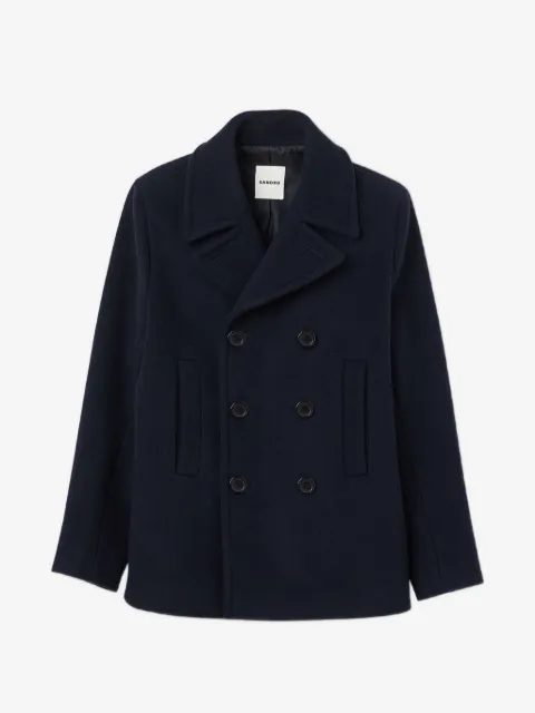 SANDRO straight-fit wool-blend coat