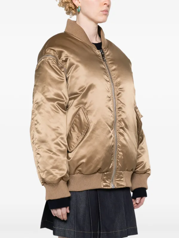 SANDRO detachable sleeve Bomber Jacket Neutrals FARFETCH TH