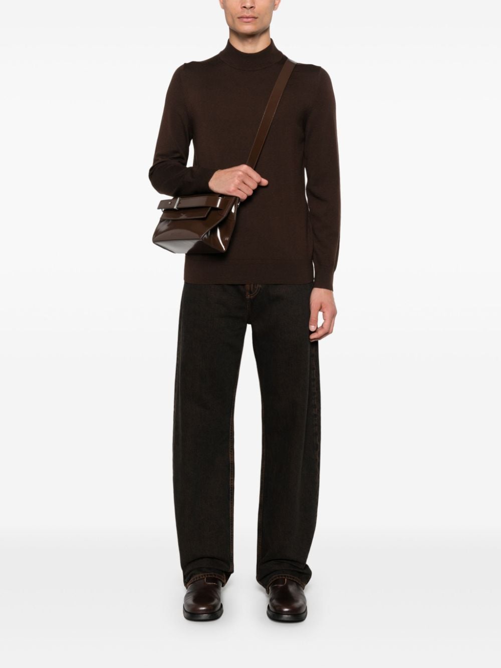 Shop Sandro Mock-neck Sweater In Brown