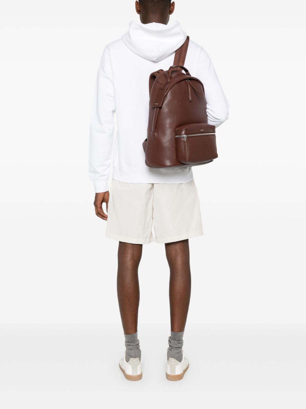 SANDRO COATED-FINISH ZIPPED BACKPACK 