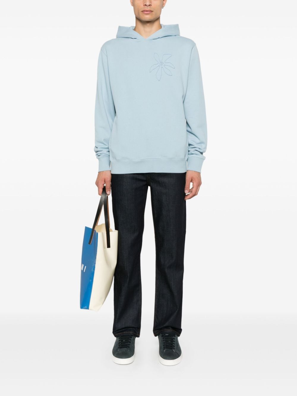 Shop Sandro Single Flower Hoodie In Blau