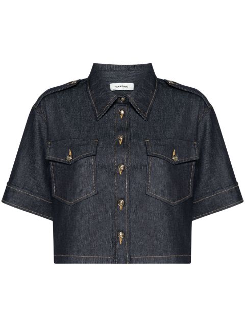 SANDRO cropped denim shirt Women