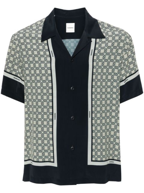 SANDRO interlock-print satin shirt