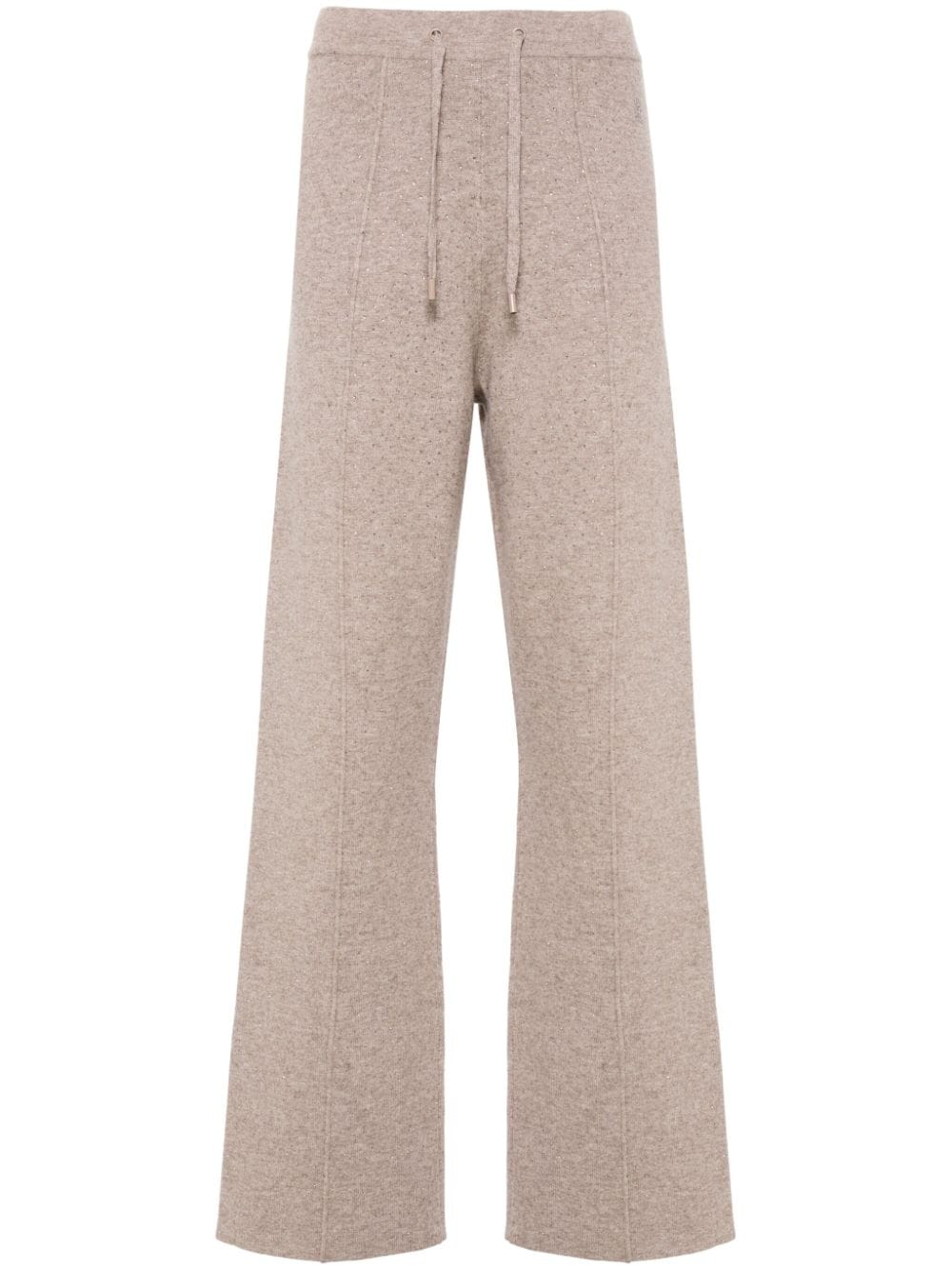 Shop Sandro Crystal-embellished Trousers In Brown