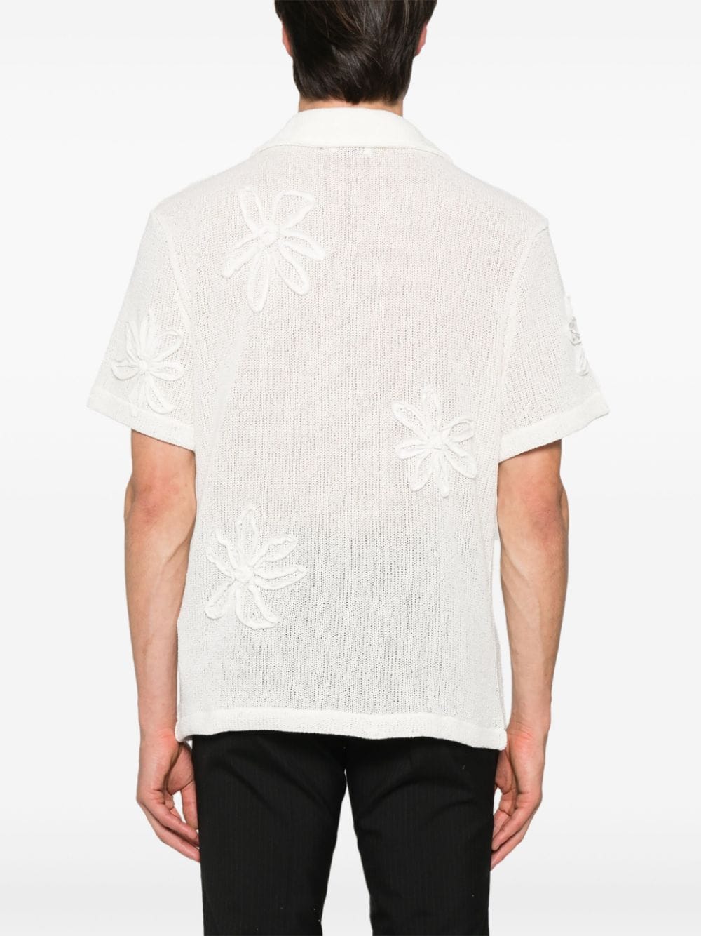 Shop Sandro Floral-appliqué Crochet Shirt In White