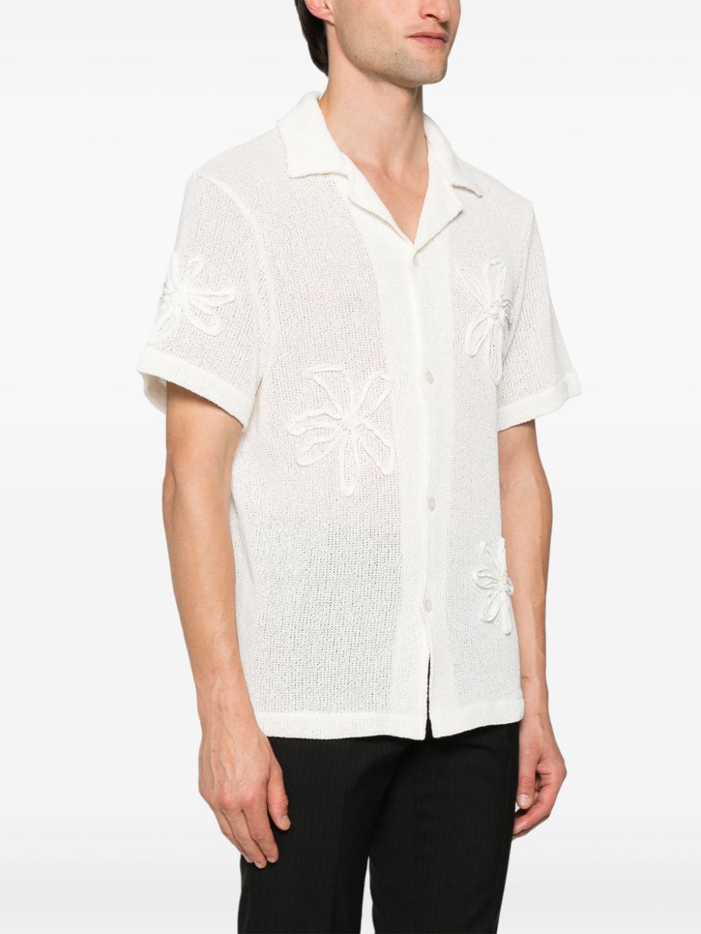 Shop Sandro Floral-appliqué Crochet Shirt In White