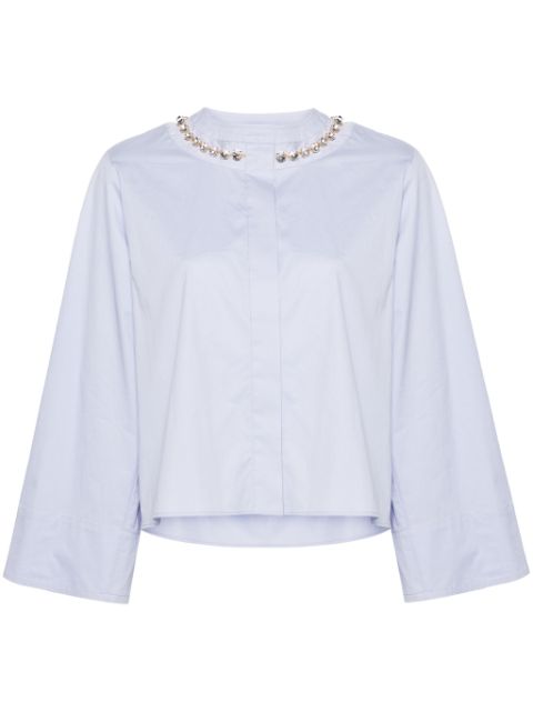 SANDRO crystal-neckline cropped shirt Women