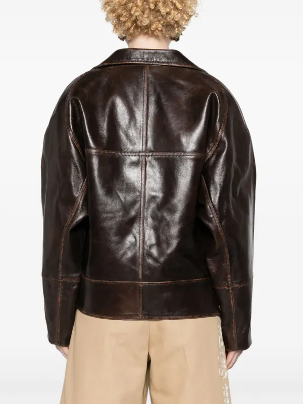 【海外限定】Sandroレザージャケット☆Oversized-collar relaxed Sandro Oversized Leather Jacket | Saks Fifth Avenue