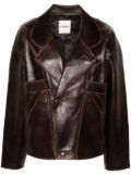 SANDRO oversized leather jacket - Brown