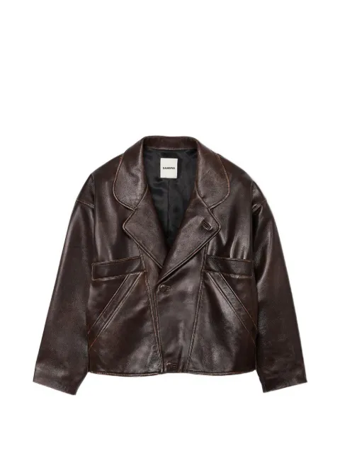 SANDRO oversized leather jacket