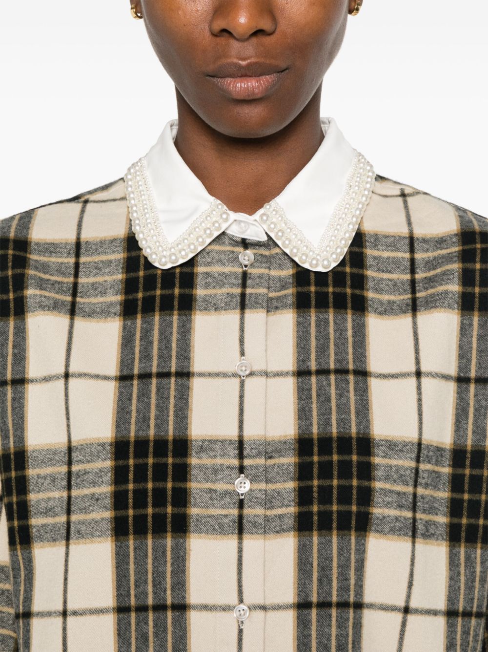 SANDRO crystal-embellished flannel shirt Women