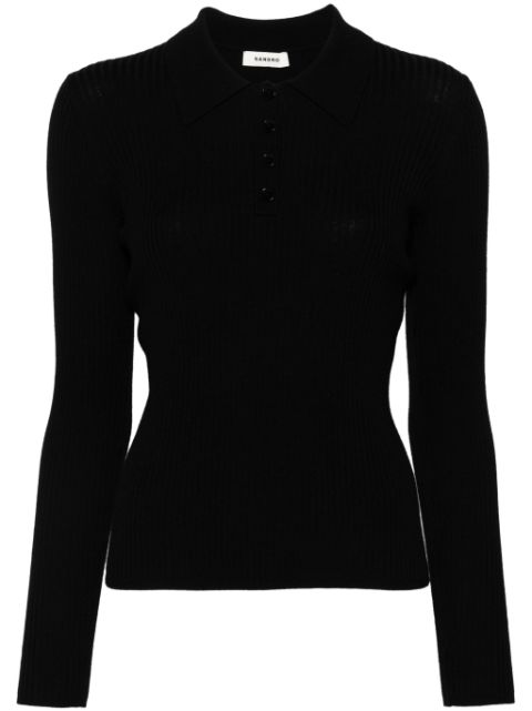 SANDRO ribbed-knit polo top Women